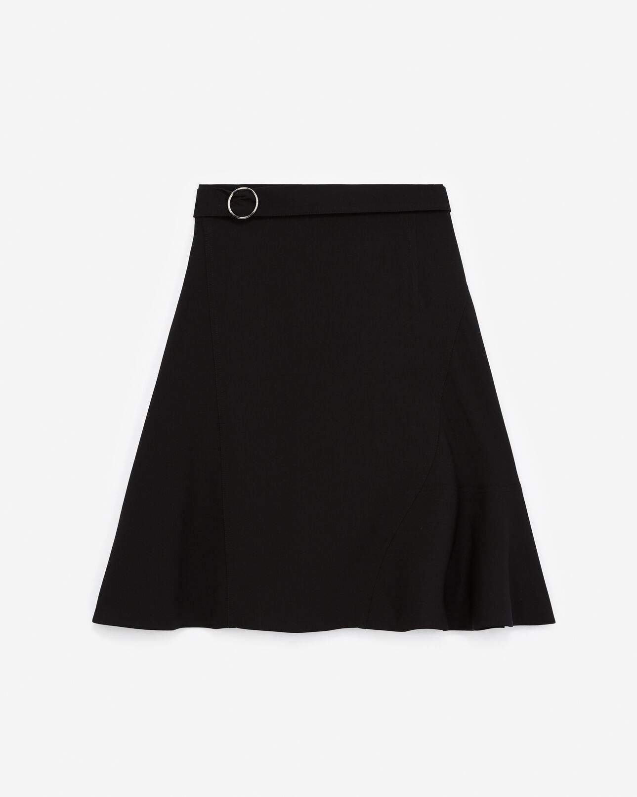 The Kooples FEMME BLACK jupe longue laine noire évasée