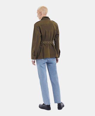 The Kooples F KAKI khaki denim jacket with belt