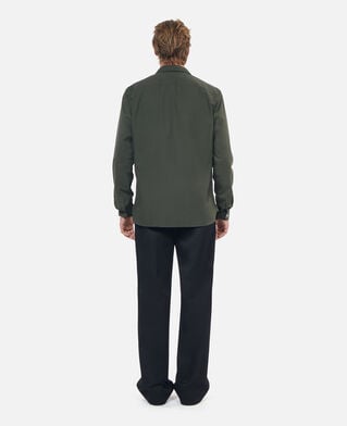 The Kooples MEN DARK GREEN khaki poplin shirt