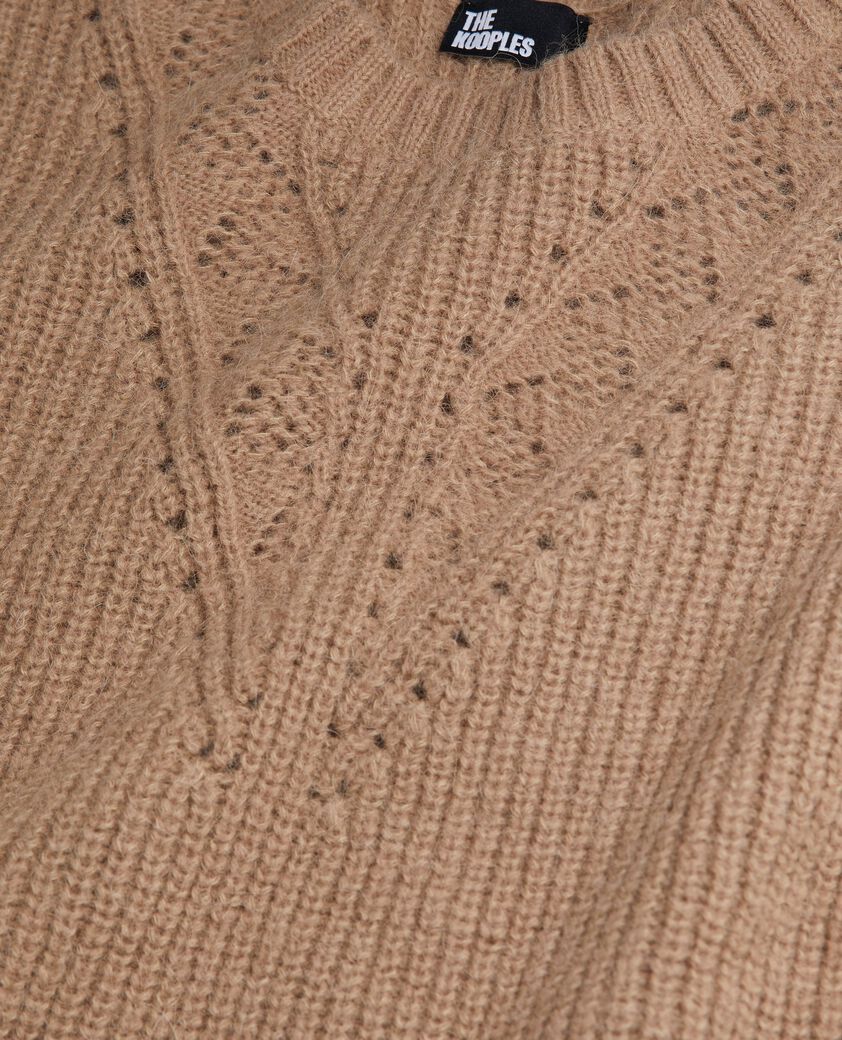 The Kooples DAMEN BROWN-BEIGE camelfarbener pullover aus einer wollmischung