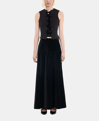 The Kooples FEMME BLACK top avec la&ccedil;age noir