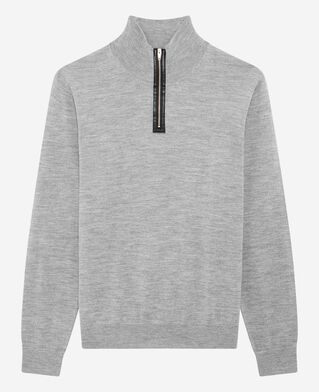 The Kooples MEN MIDDLE GREY grey stand-up collar sweater