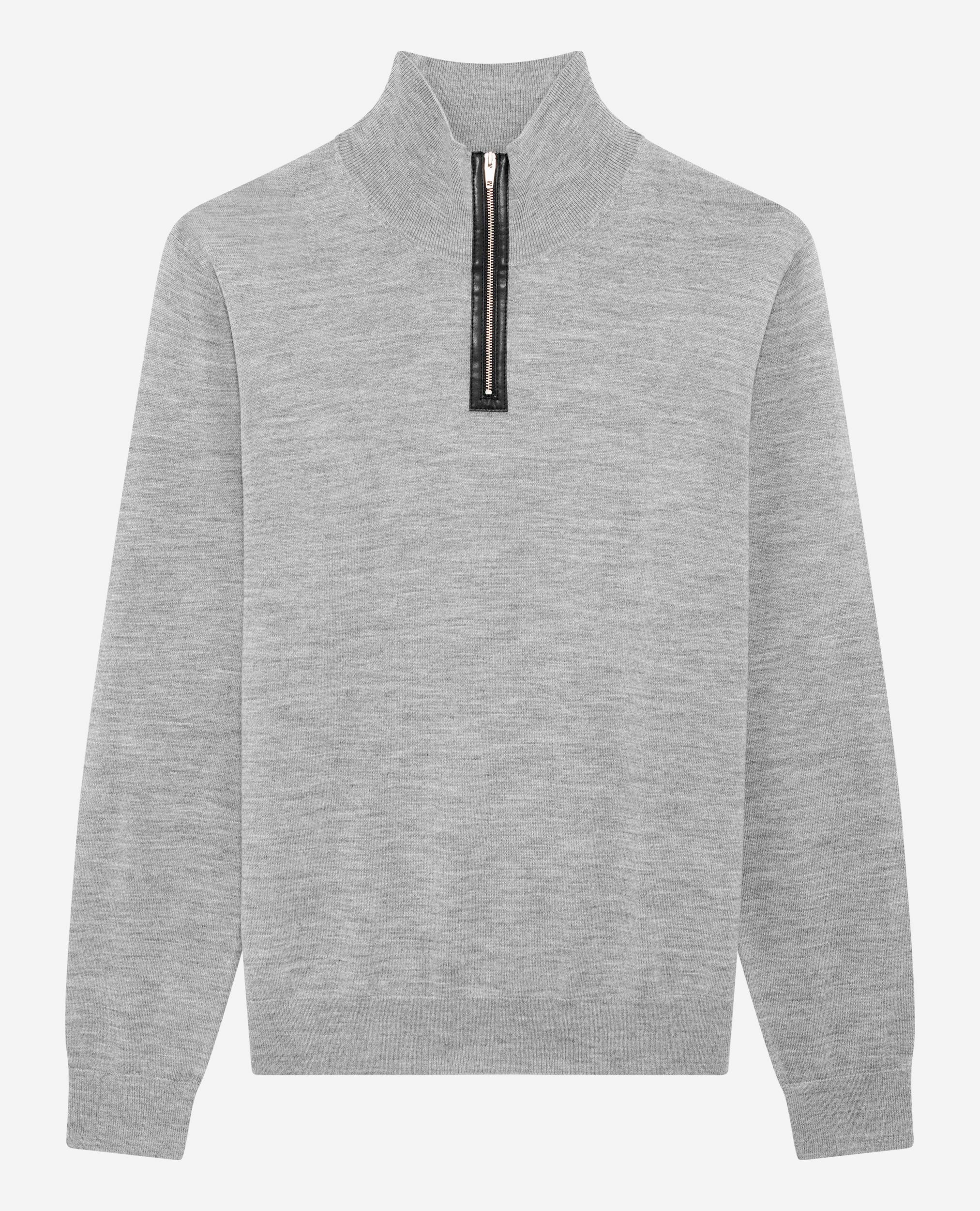 Grey stand-up collar sweater, MIDDLE GREY, hi-res image number null