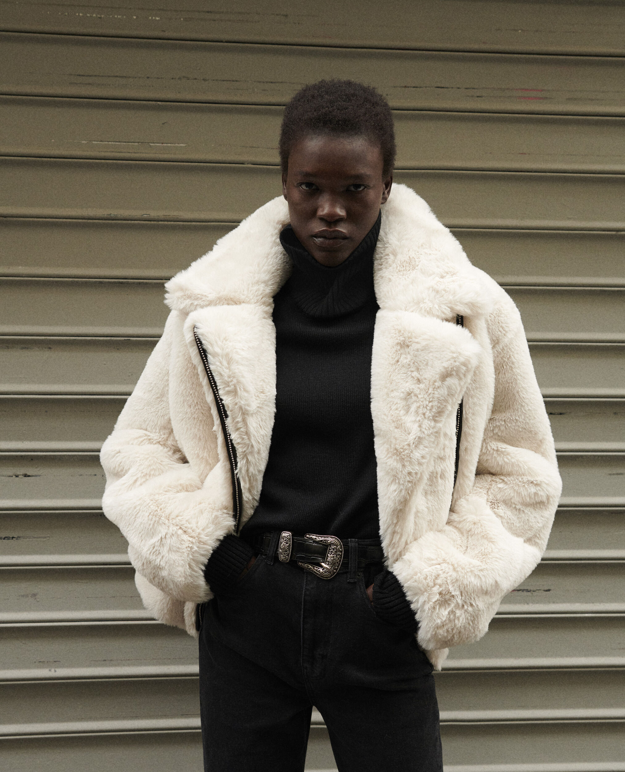 Vêtement Doudoune Homme Blanche Fourrure Veste Fourrure Blanche