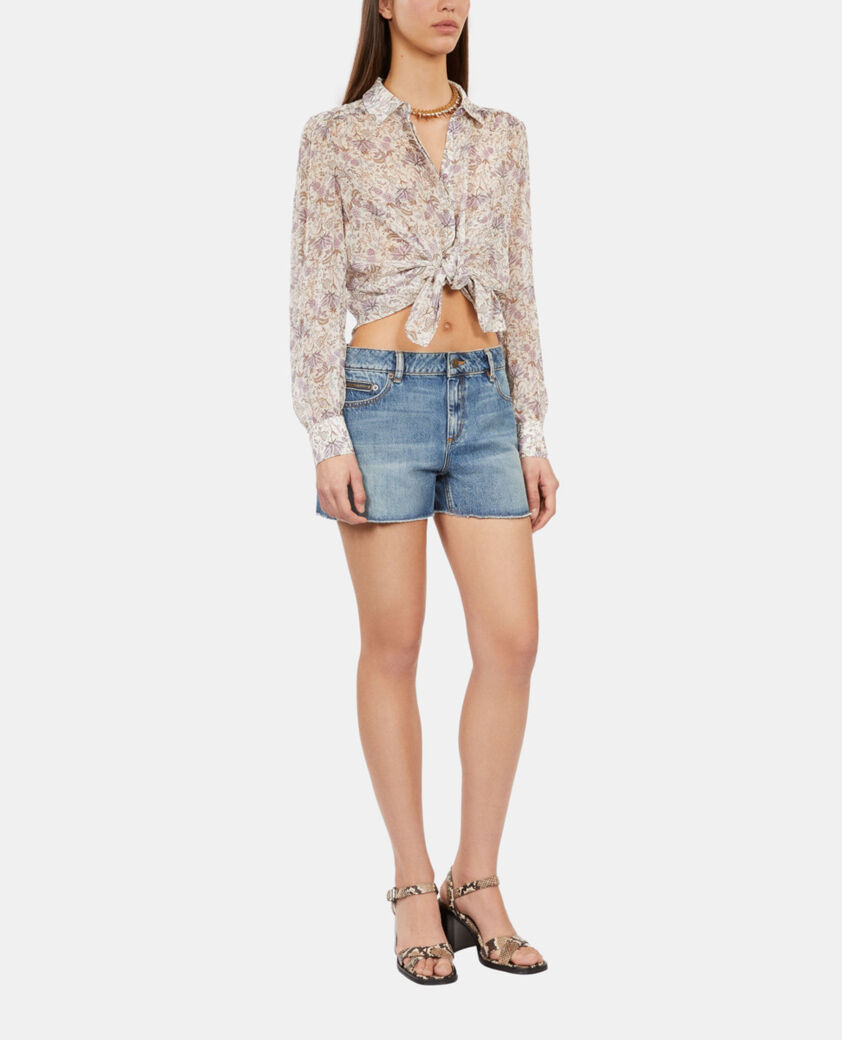 The Kooples FEMME MEDIUM BLUE short en denim bleu