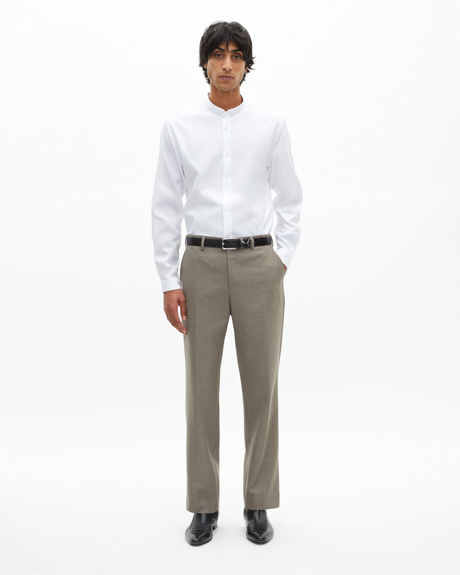 Formal shirt with white collar, WHITE, hi-res image number null