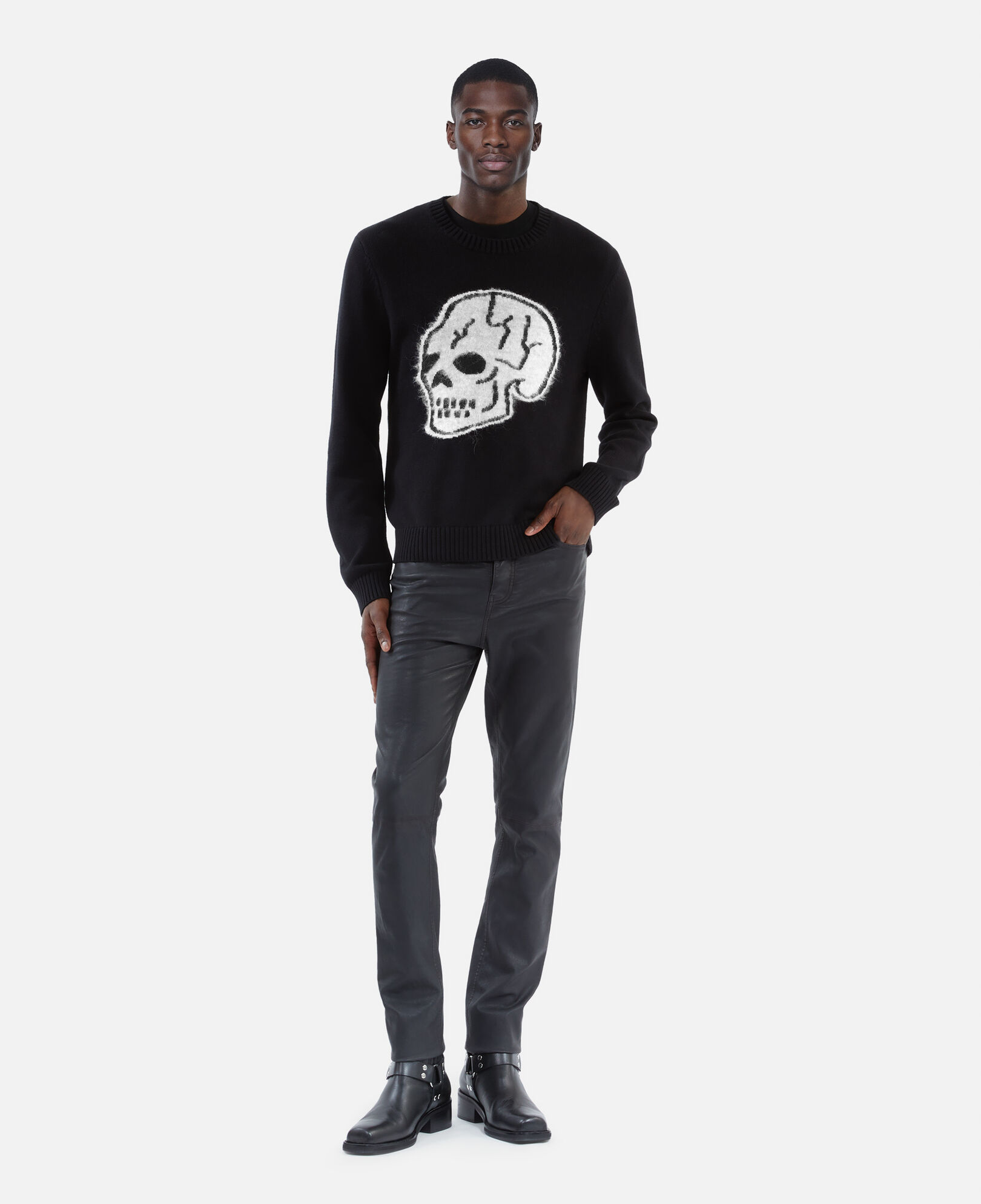 The Kooples MEN BLACK-ECRU black cotton sweater