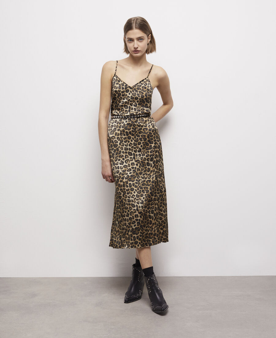 long leopard print silk dress