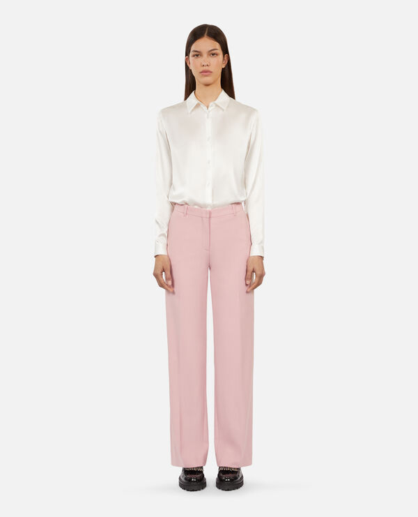 pink wool-blend suit trousers