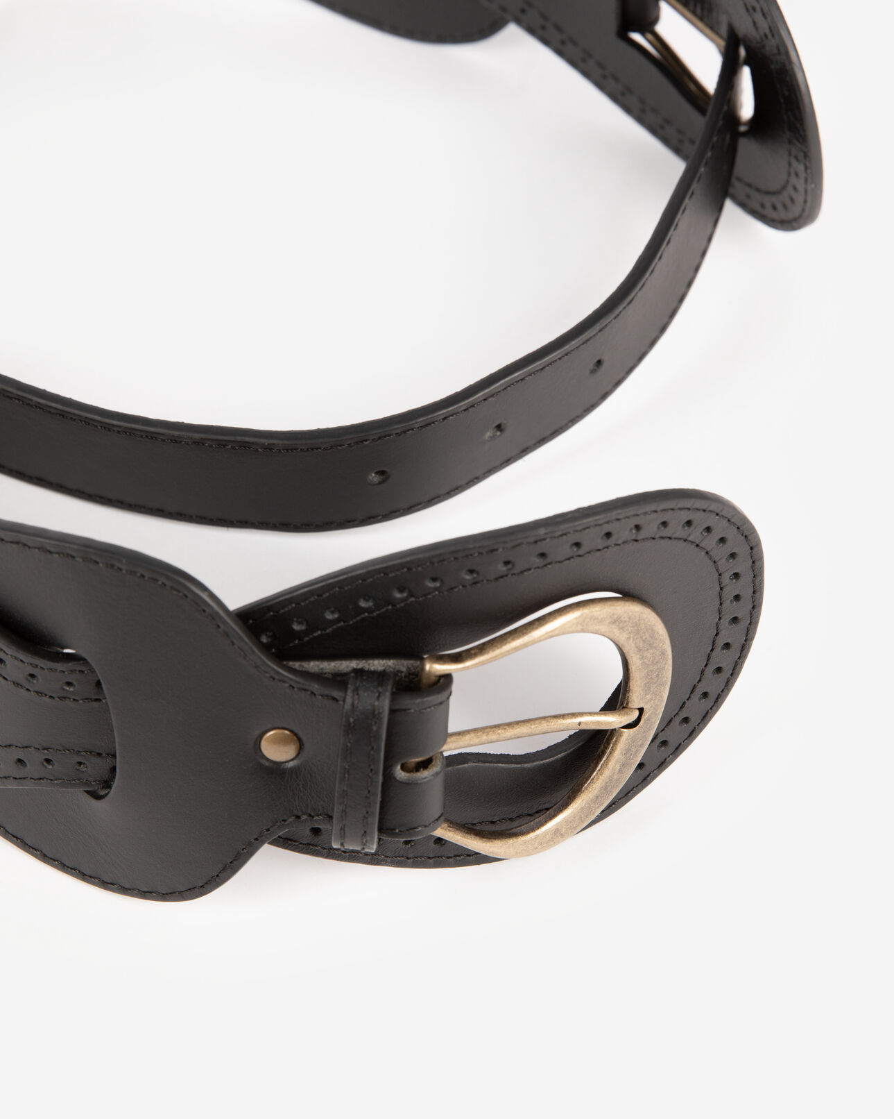 The Kooples WOMEN BLACK corset belt in black leather with buckles