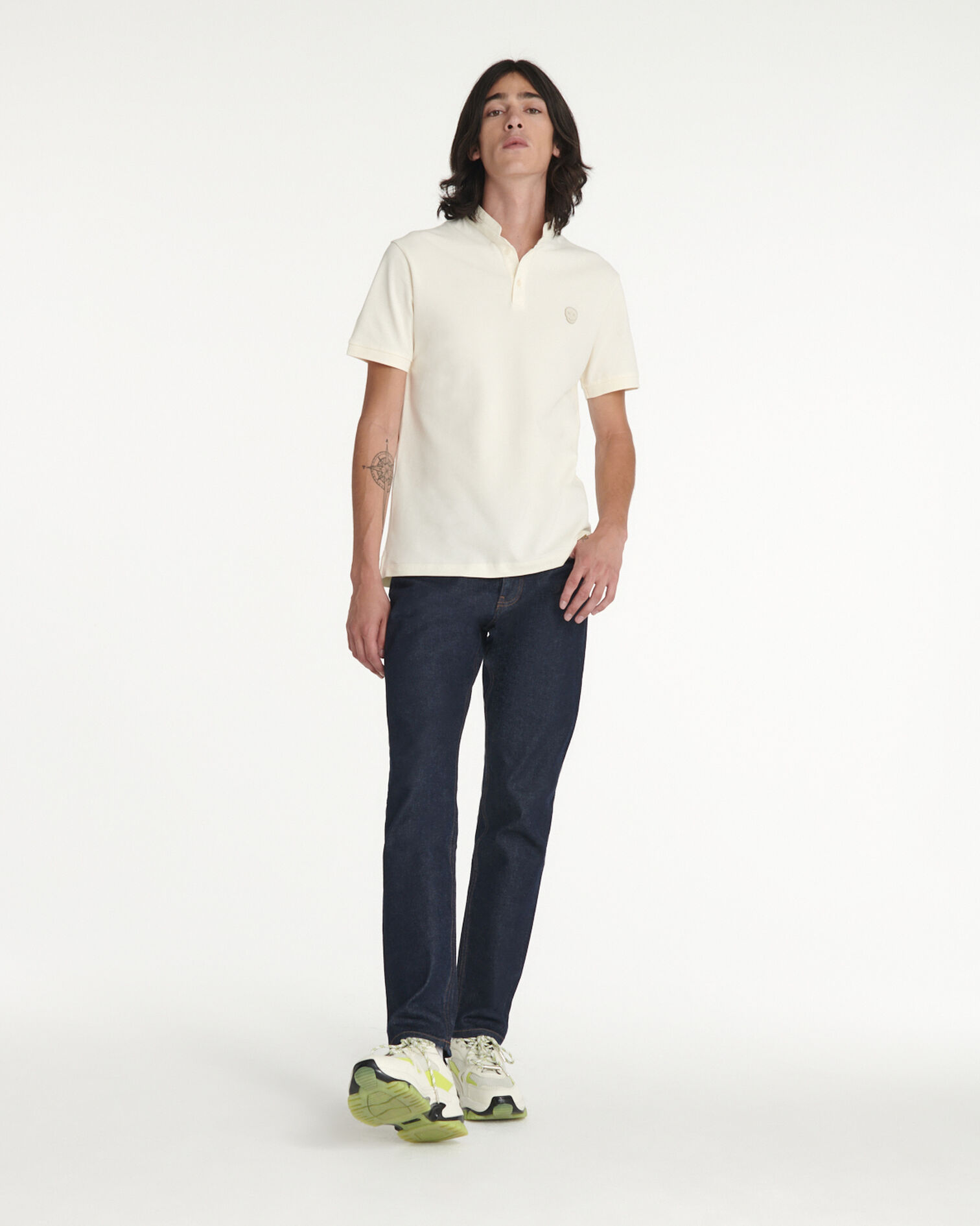 Poloshirt cremefarben Offizierskragen Badge, CREAM, hi-res image number null