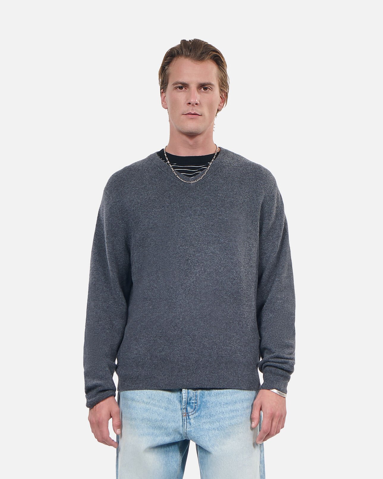 The Kooples H ANTHRACITE MELANGE grey cashmere sweater