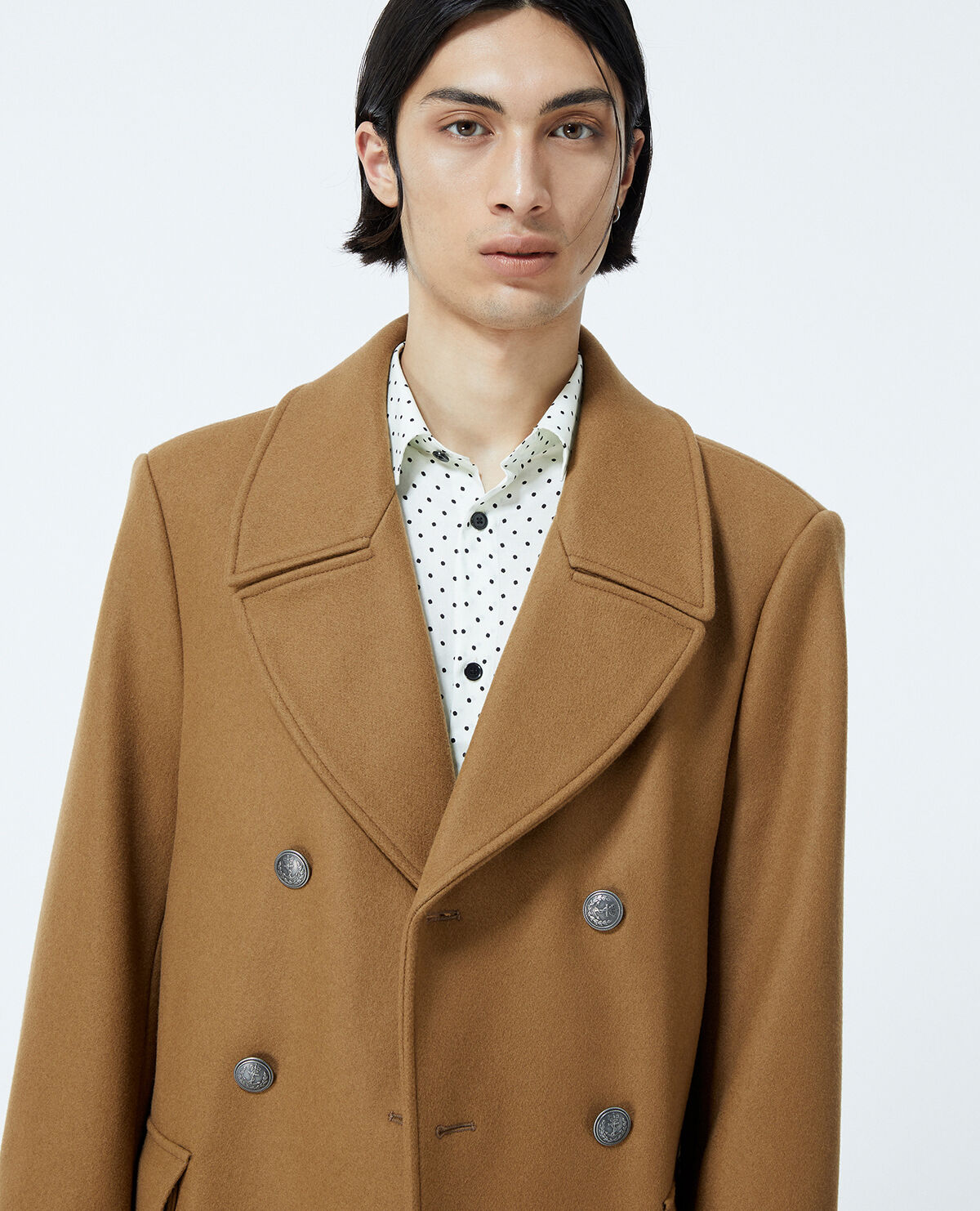 Double breasted camel coloured coat in wool The Kooples