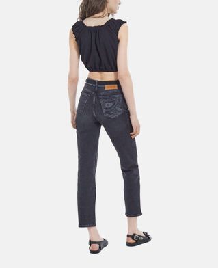 The Kooples F BLACK black crepe top with short puffed sleeves