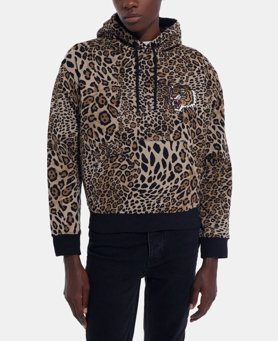 Cotton sweatshirt with leopard print | The Kooples - US