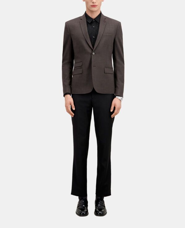 brown houndstooth wool suit jacket