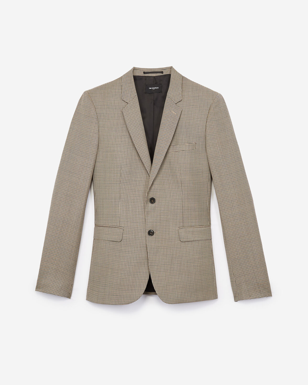 The Kooples HERREN BEIGE / BROWN / BLACK elegantes beiges wollsakko mit hahnentritt-motiv