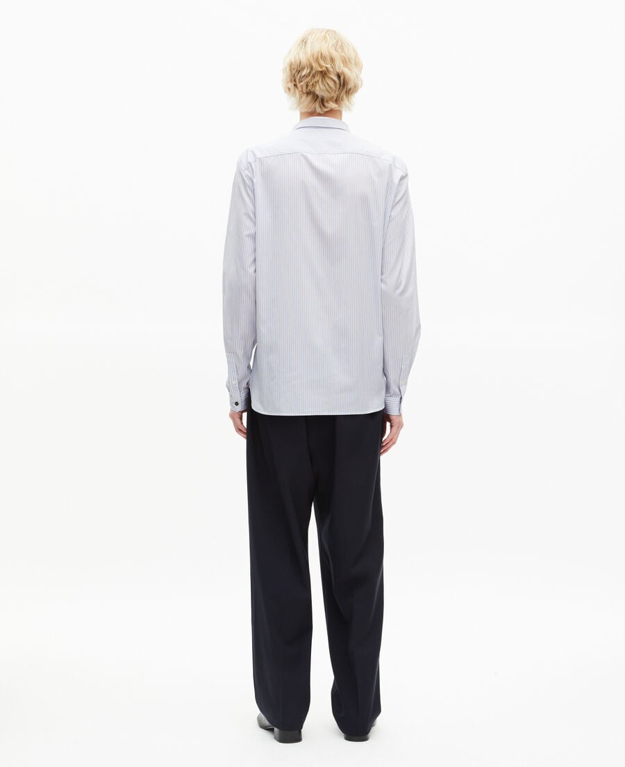 The Kooples HOMME BLUE WHITE chemise à fines rayures bleu clair