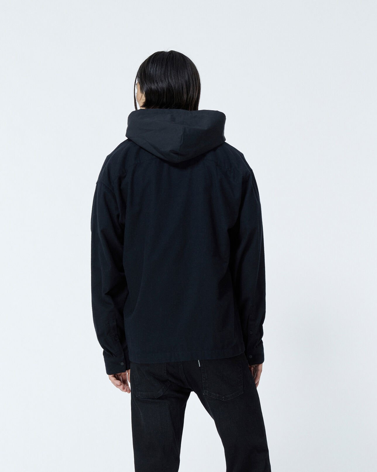 The Kooples MEN BLACK buttoned hooded black cotton shirt
