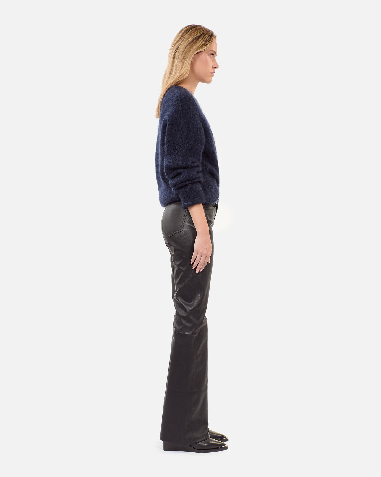 The Kooples WOMEN BLACK black leather flare trousers