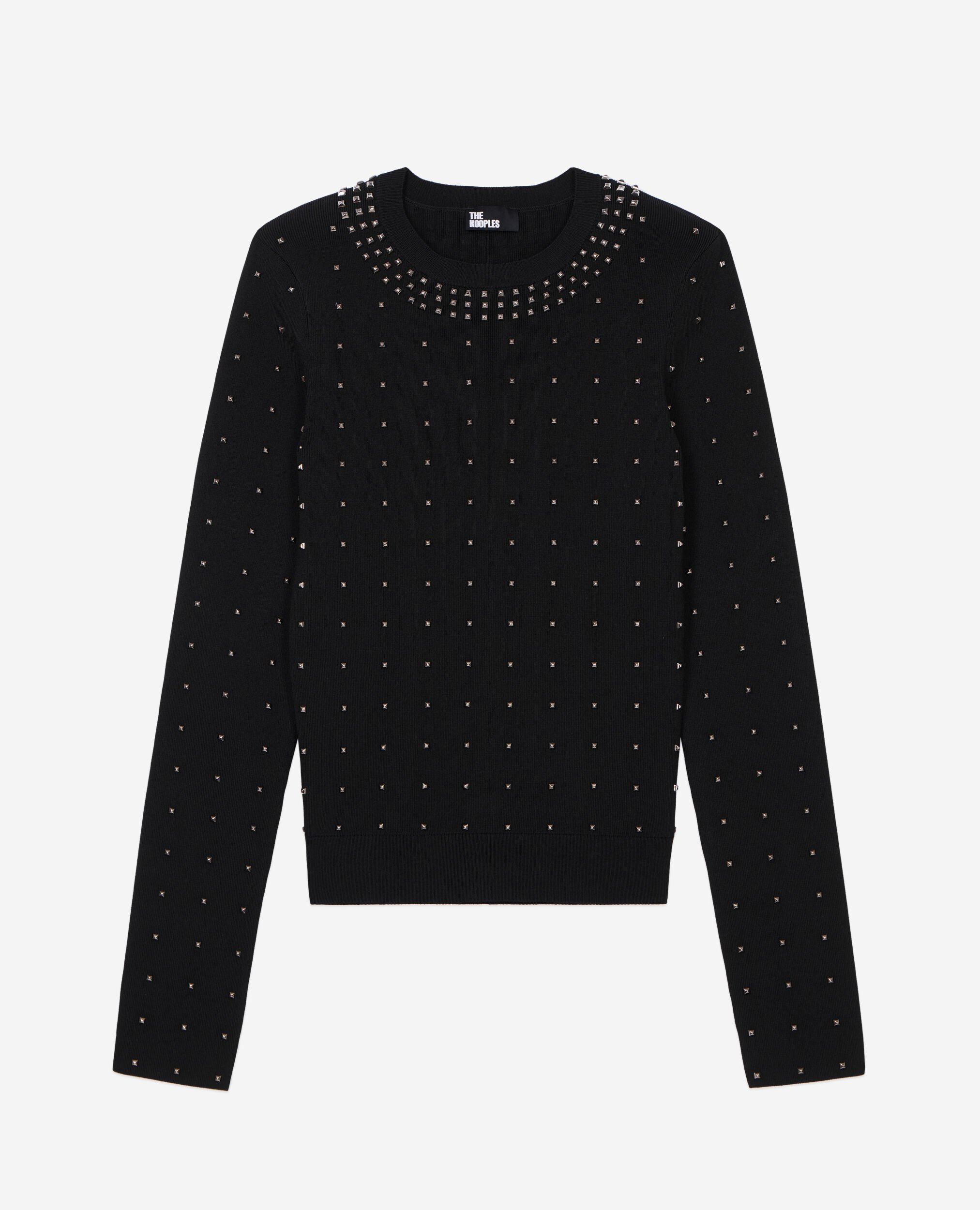 Schwarzer Pullover mit Nieten, BLACK, hi-res image number null
