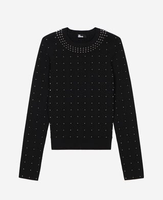 The Kooples DAMEN BLACK schwarzer pullover mit nieten