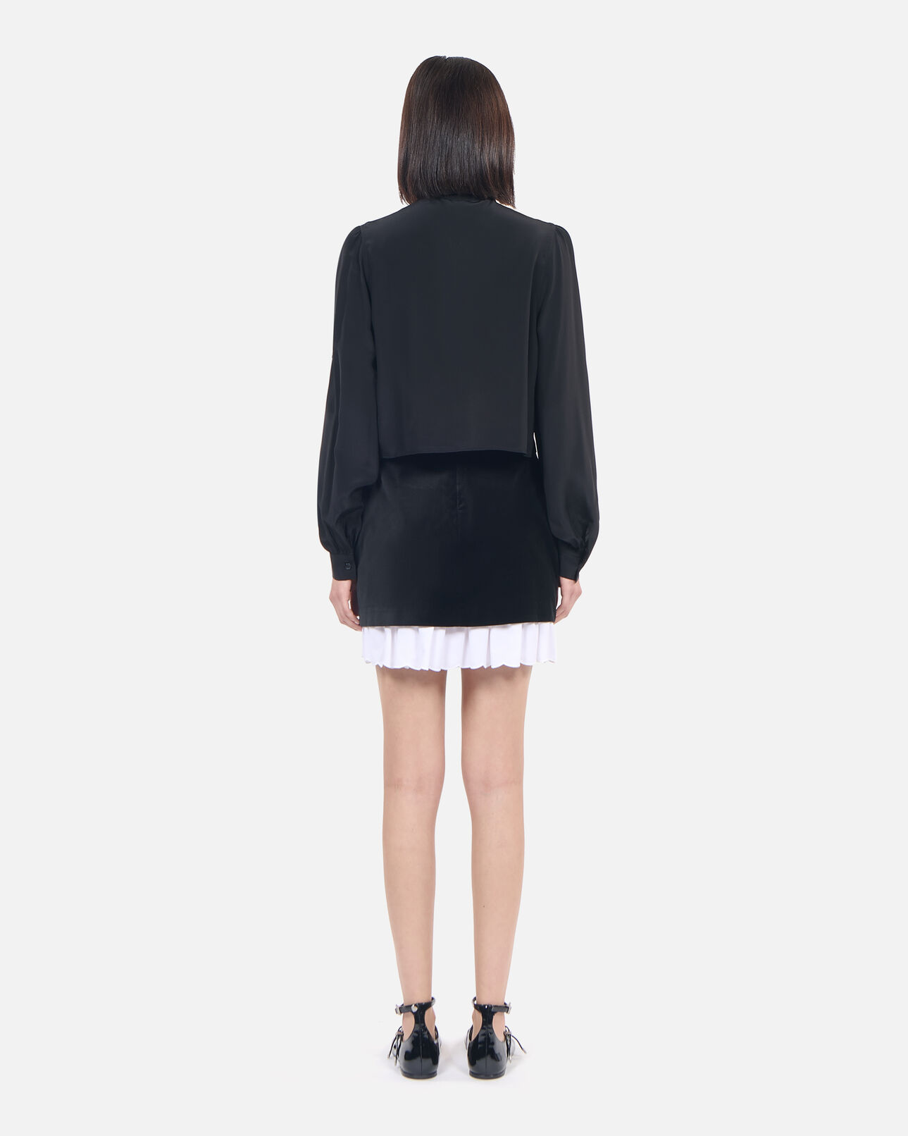 The Kooples FEMME BLACK chemise courte en soie noire
