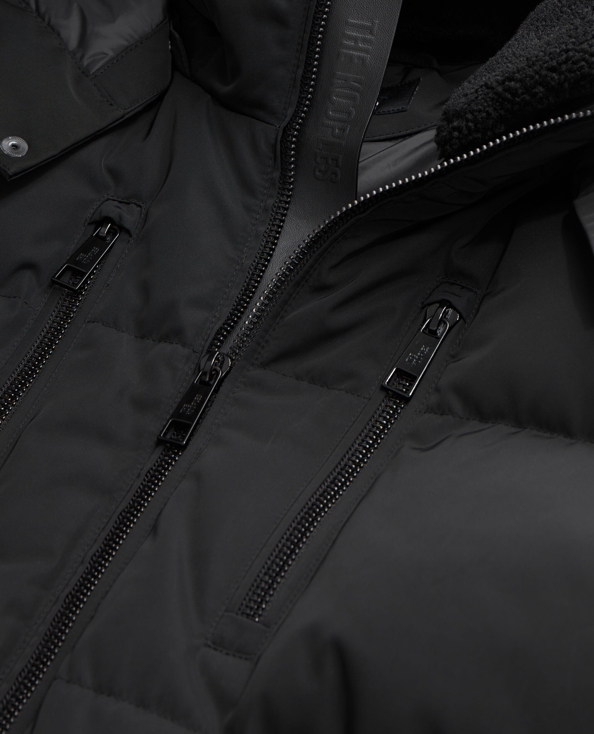 Black hooded puffer jacket, BLACK, hi-res image number null