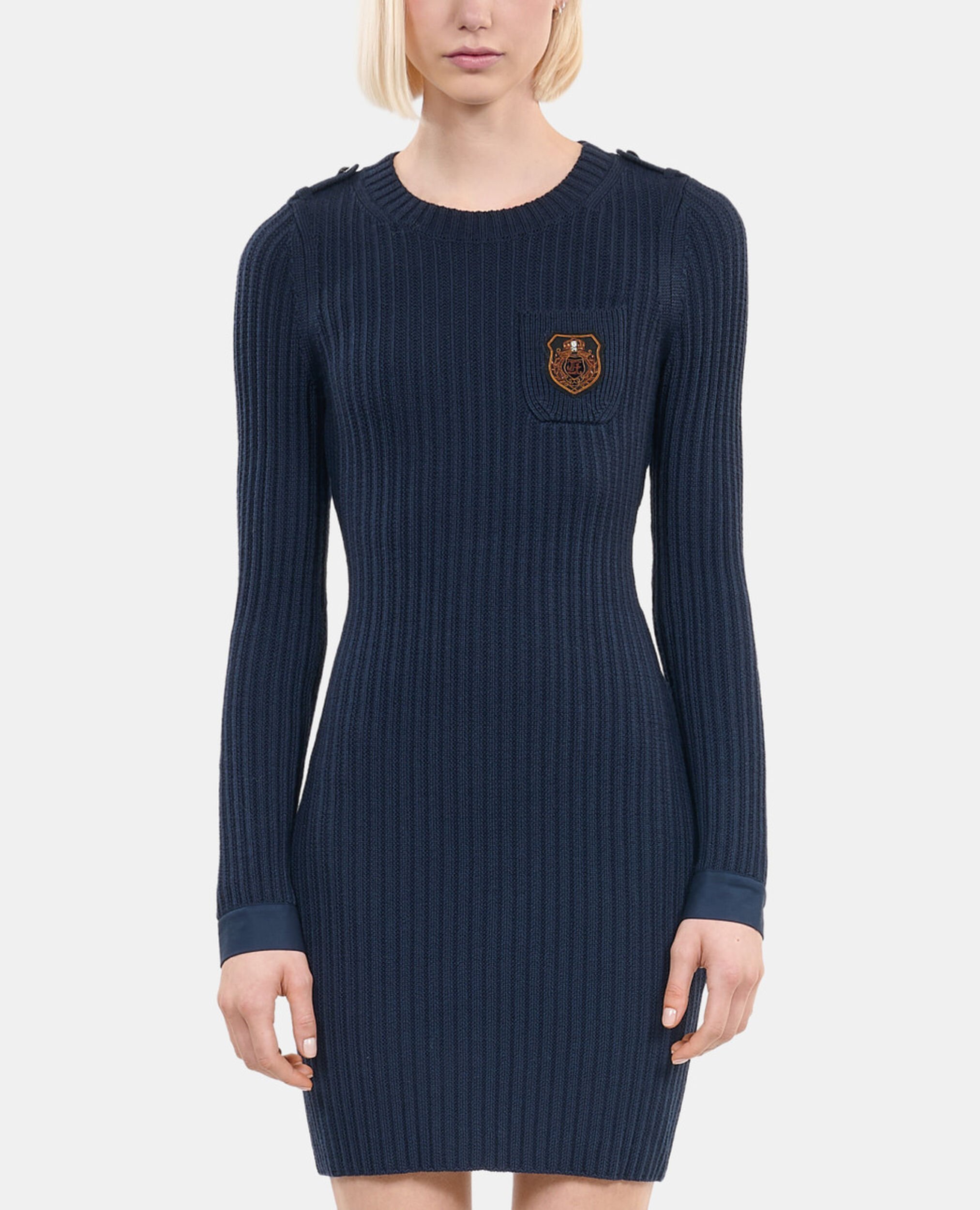 Navy blue knitted short dress , DARK BLUE, hi-res image number null