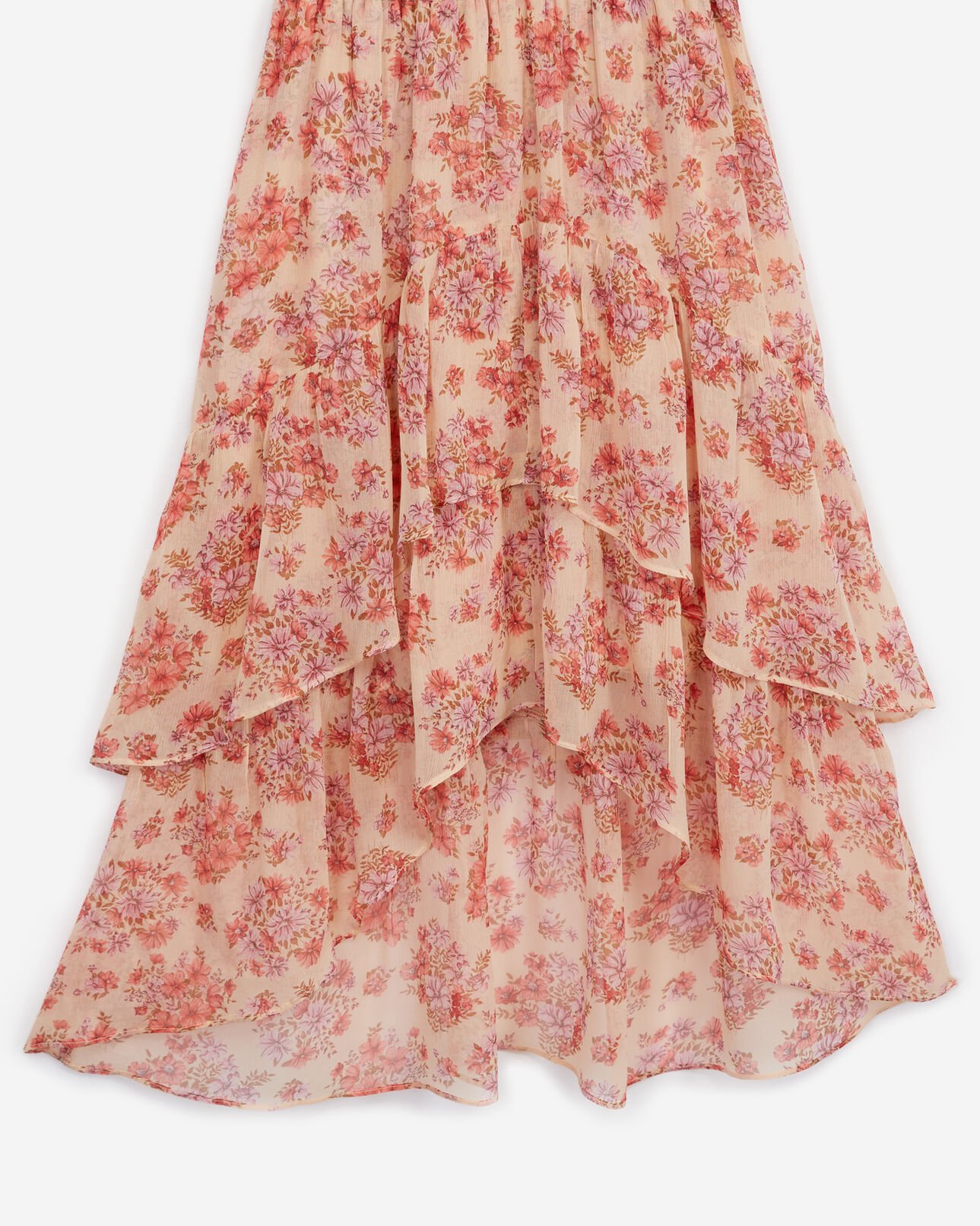 The Kooples FEMME LIGHT PINK robe longue imprimé rose à volants