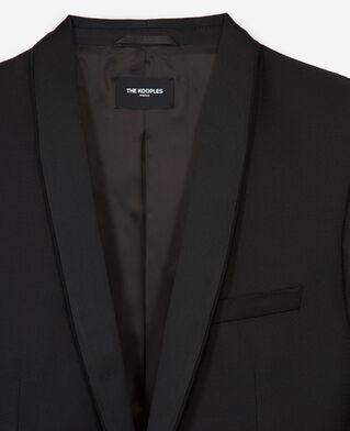 The Kooples HOMME BLACK veste laine habill&eacute;e noire col satin
