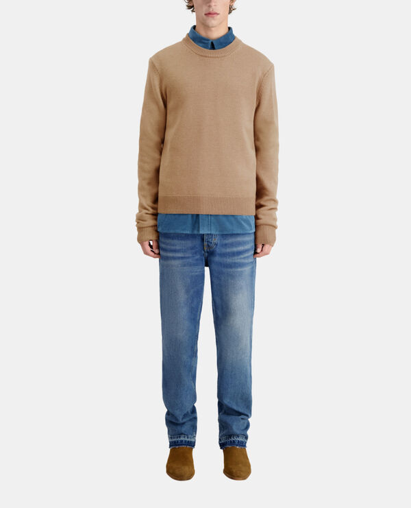 pull marron en laine