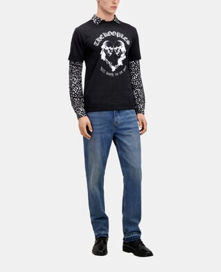 The Kooples MEN BLACK black t-shirt with skull heart serigraphy
