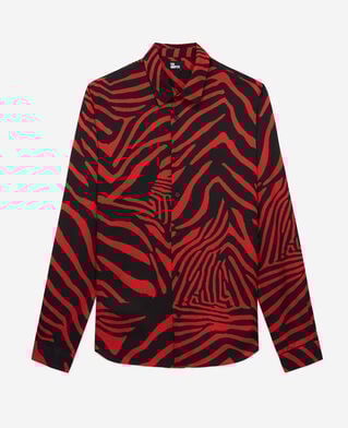 The Kooples HOMME BLACK - RED chemise col hawaïen imprimée rouge