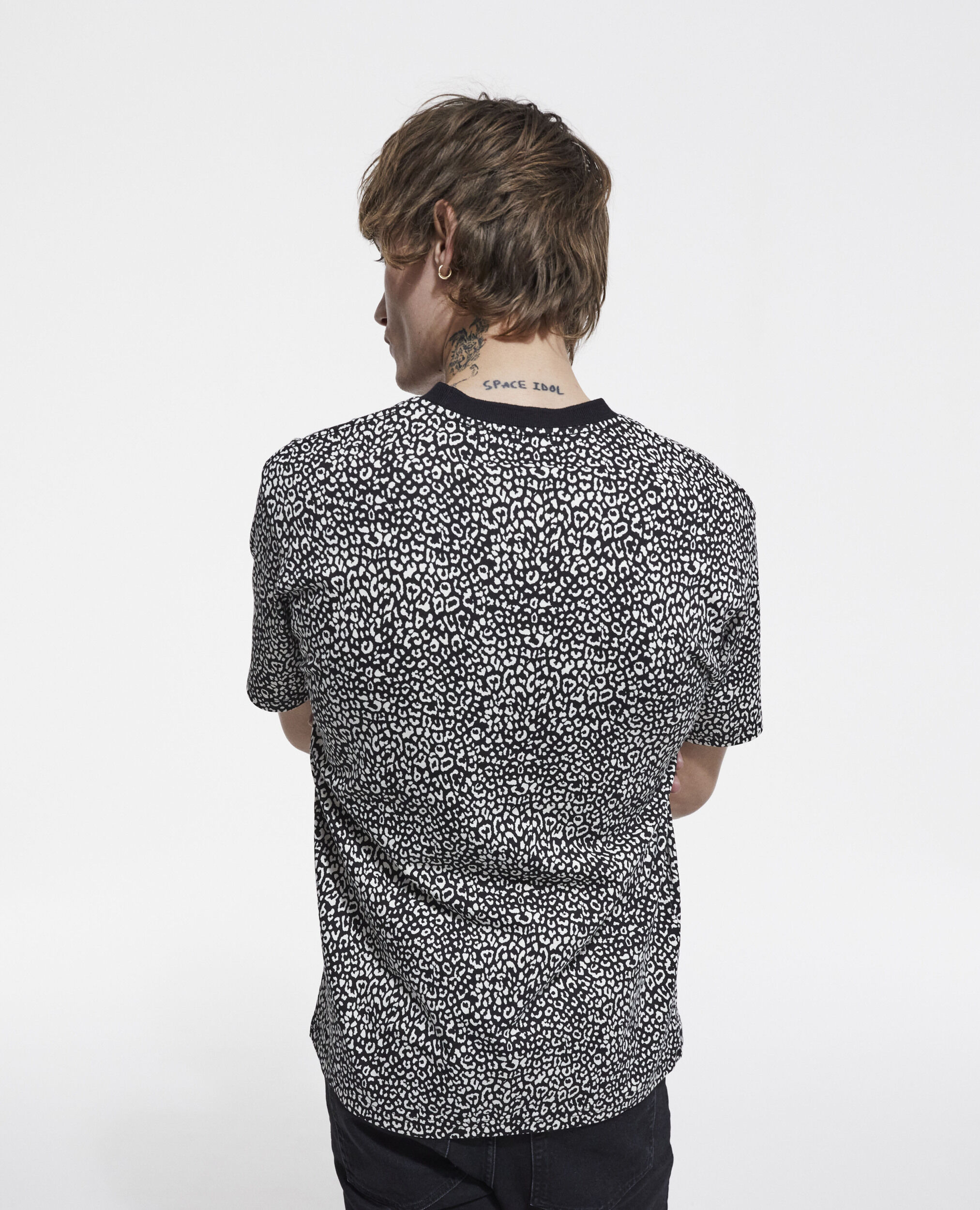 Black leopard print T-shirt, ECRU, hi-res image number null