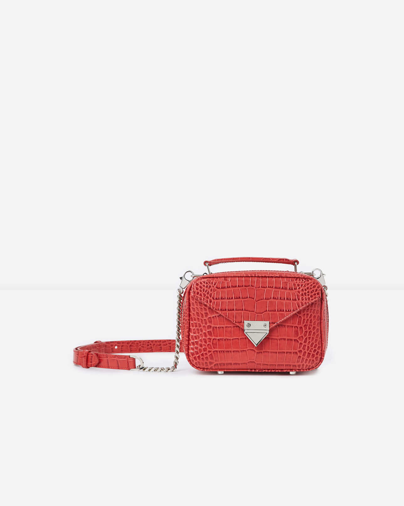 The Kooples WOMEN RED mini red barbara bag in croco leather
