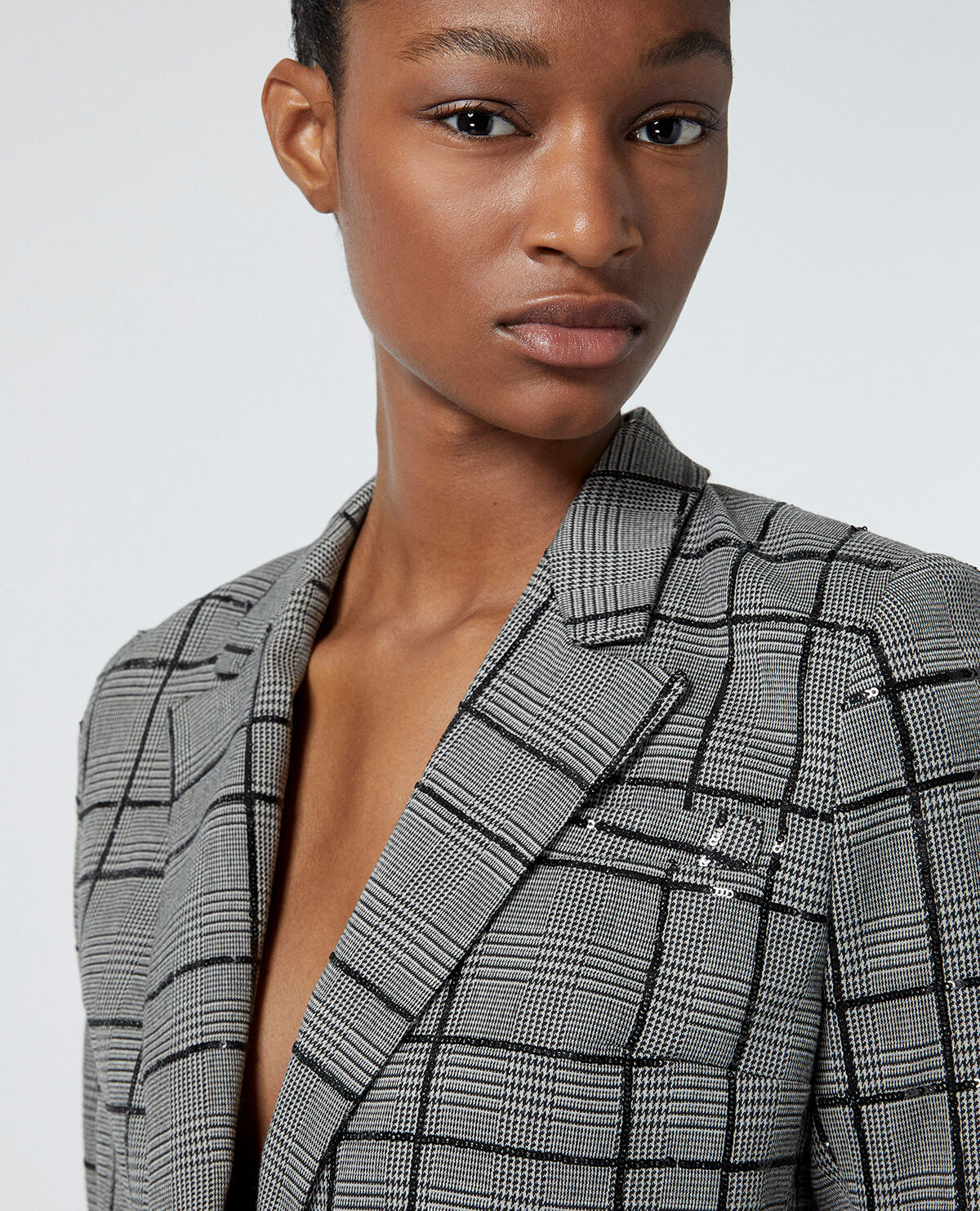 Grey and black check blazer discount