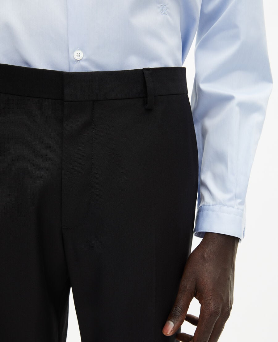 The Kooples HOMME BLACK pantalon de costume en laine ajusté noir