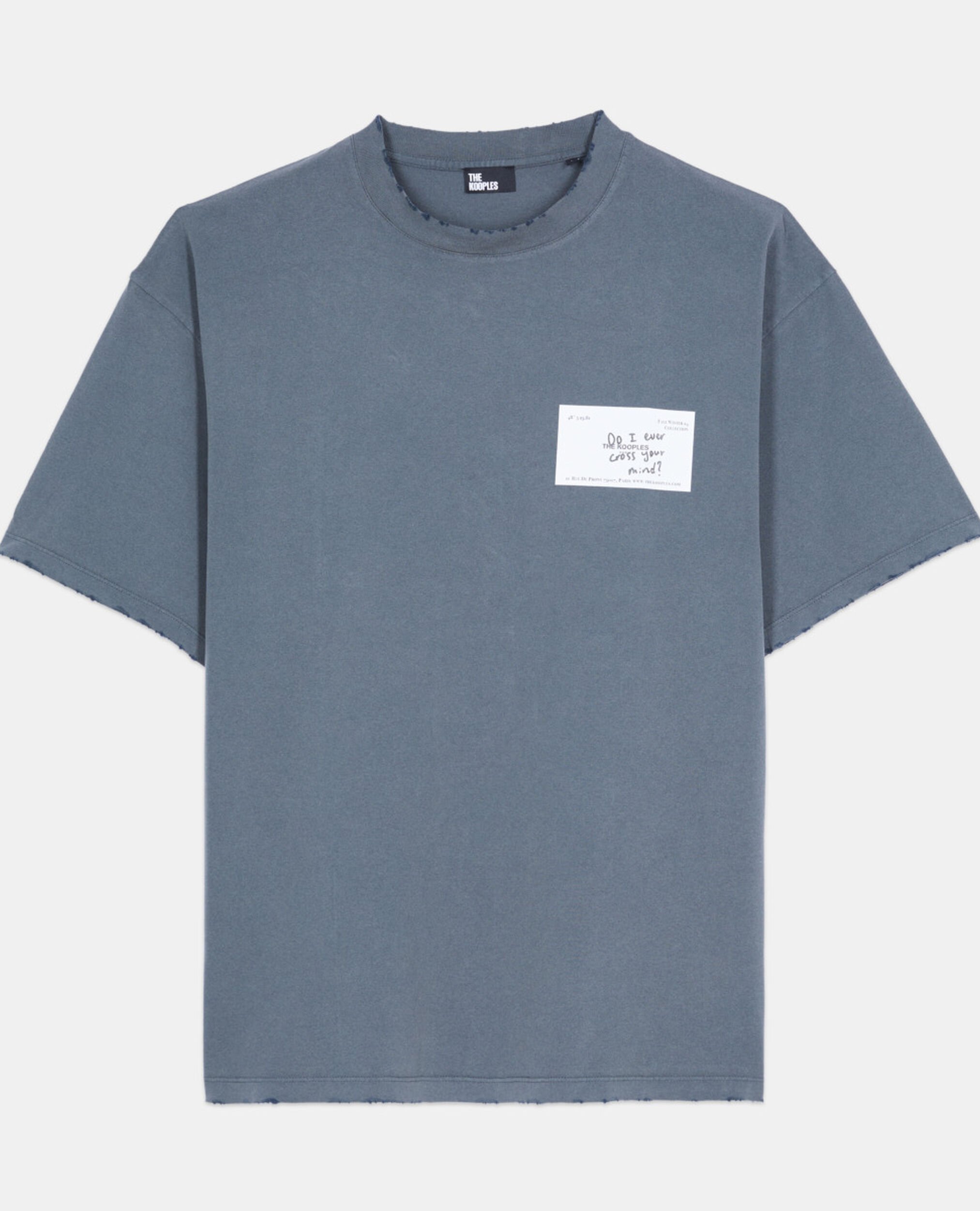 Blaues T-Shirt mit Business card-Siebdruck, DARK BLUE, hi-res image number null