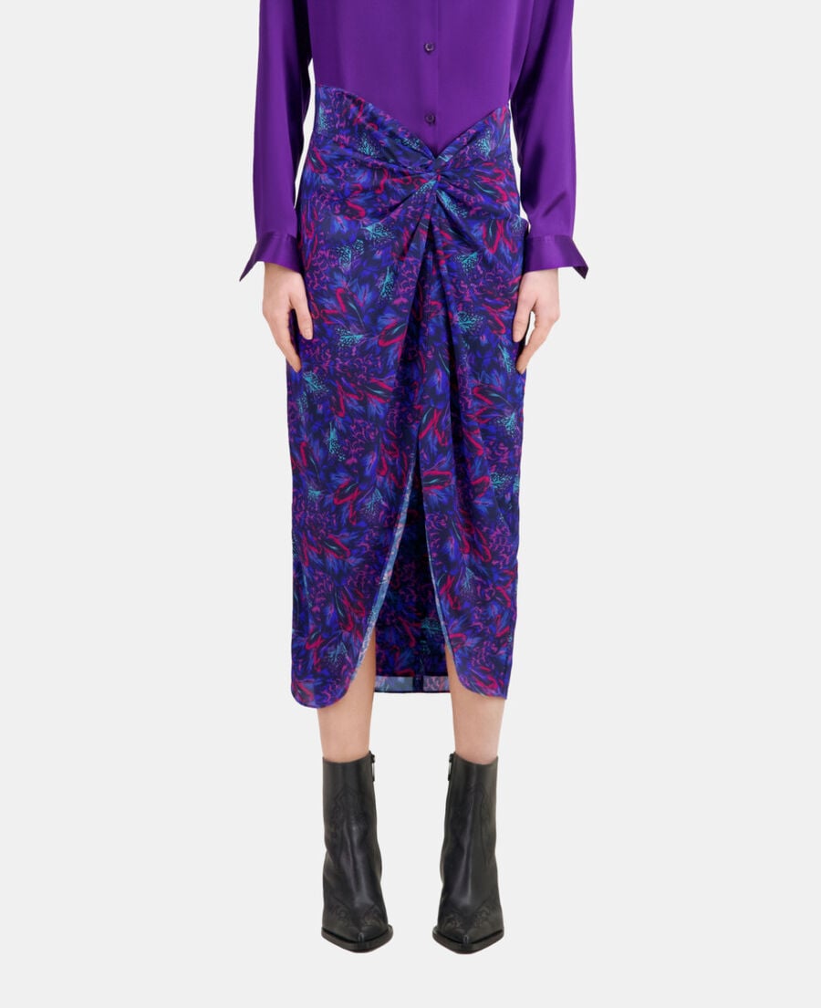 The Kooples WOMEN BLUE RED printed midi skirt
