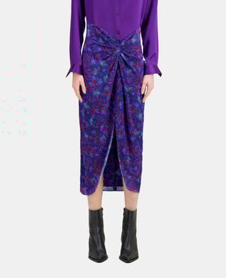 The Kooples WOMEN BLUE RED printed midi skirt