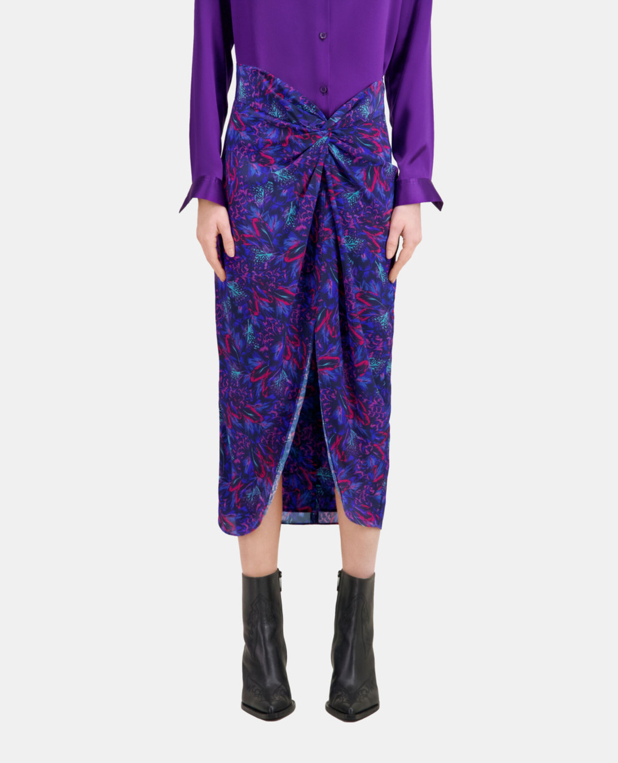 Printed midi skirt, BLUE RED, hi-res image number null