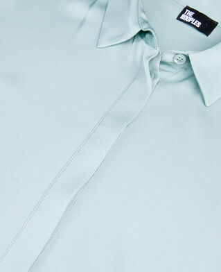 The Kooples FEMME BLUE/GREEN chemise ample en soie bleu clair