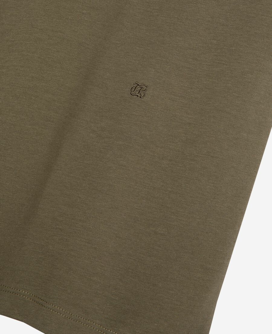 The Kooples H KAKI mixed t-shirt, straight, plain khaki