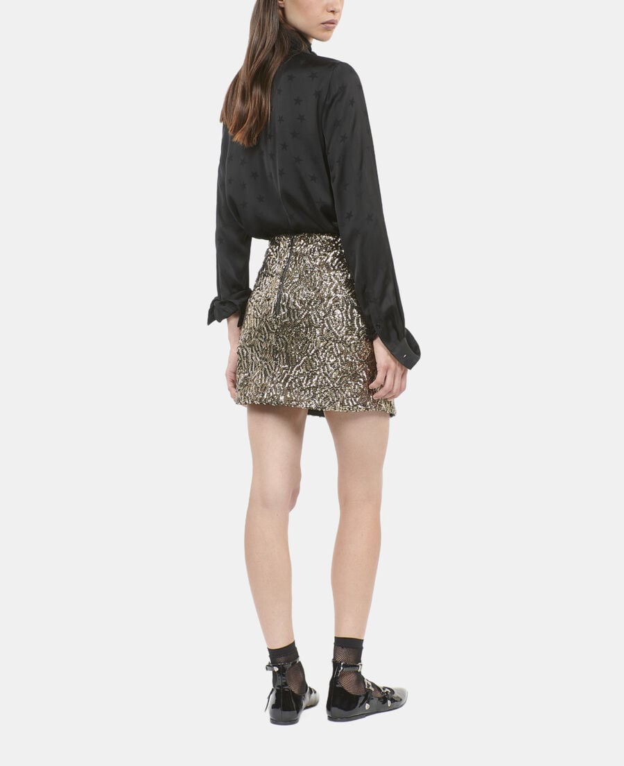 The Kooples FEMME GOLD jupe courte à sequins dorée