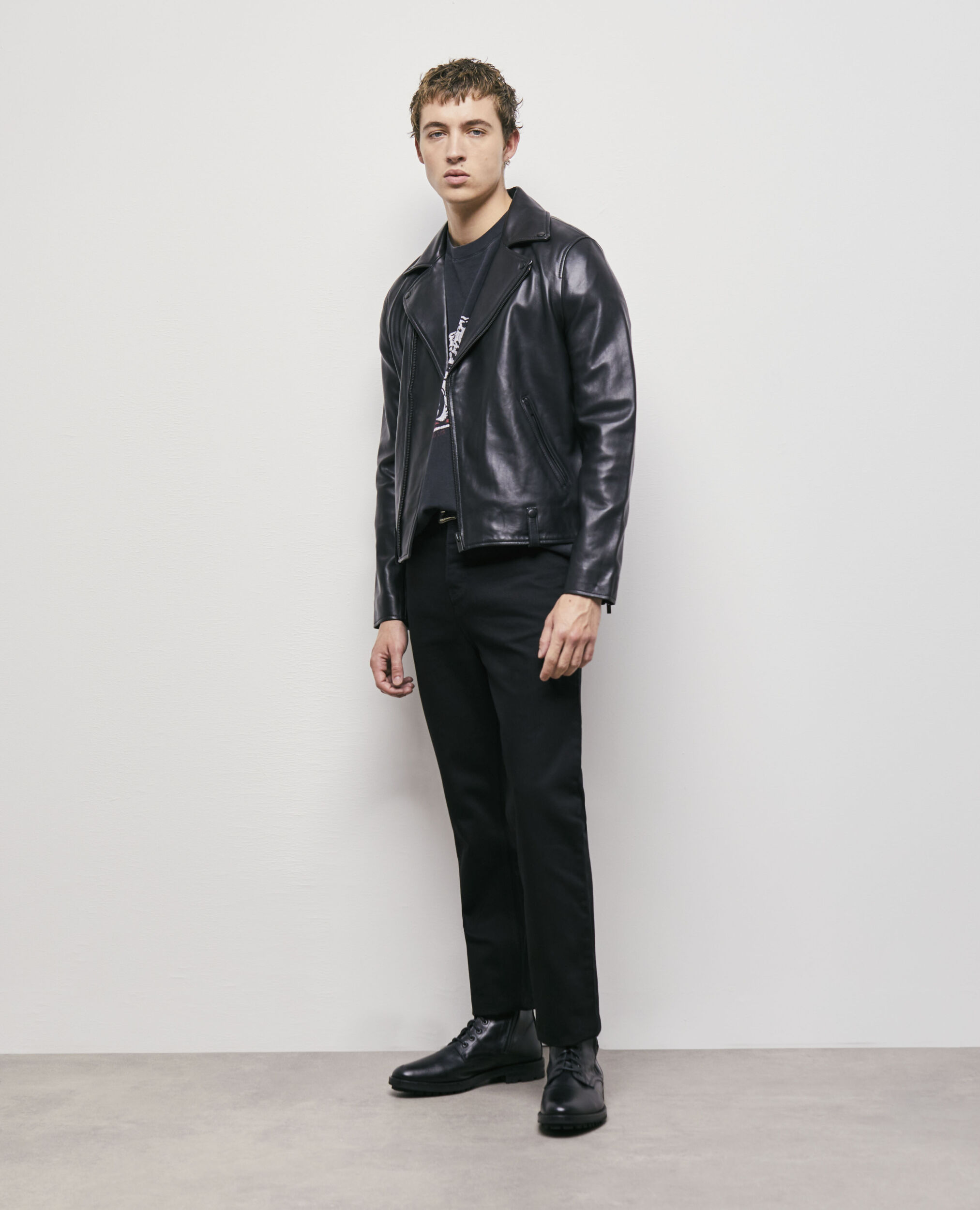 Black leather jacket, BLACK, hi-res image number null