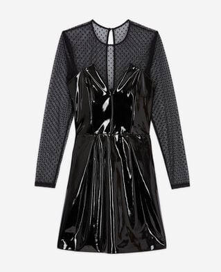 The Kooples F BLACK short black vinyl-effect dress