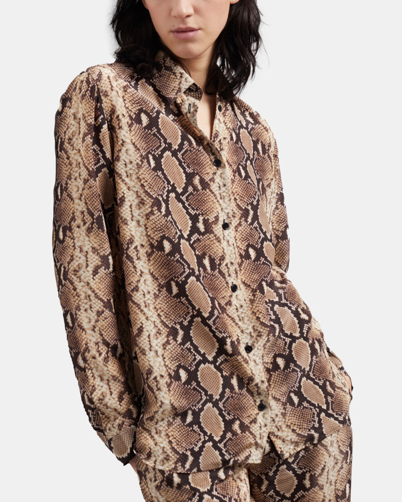 The Kooples FEMME BEIGE chemise python