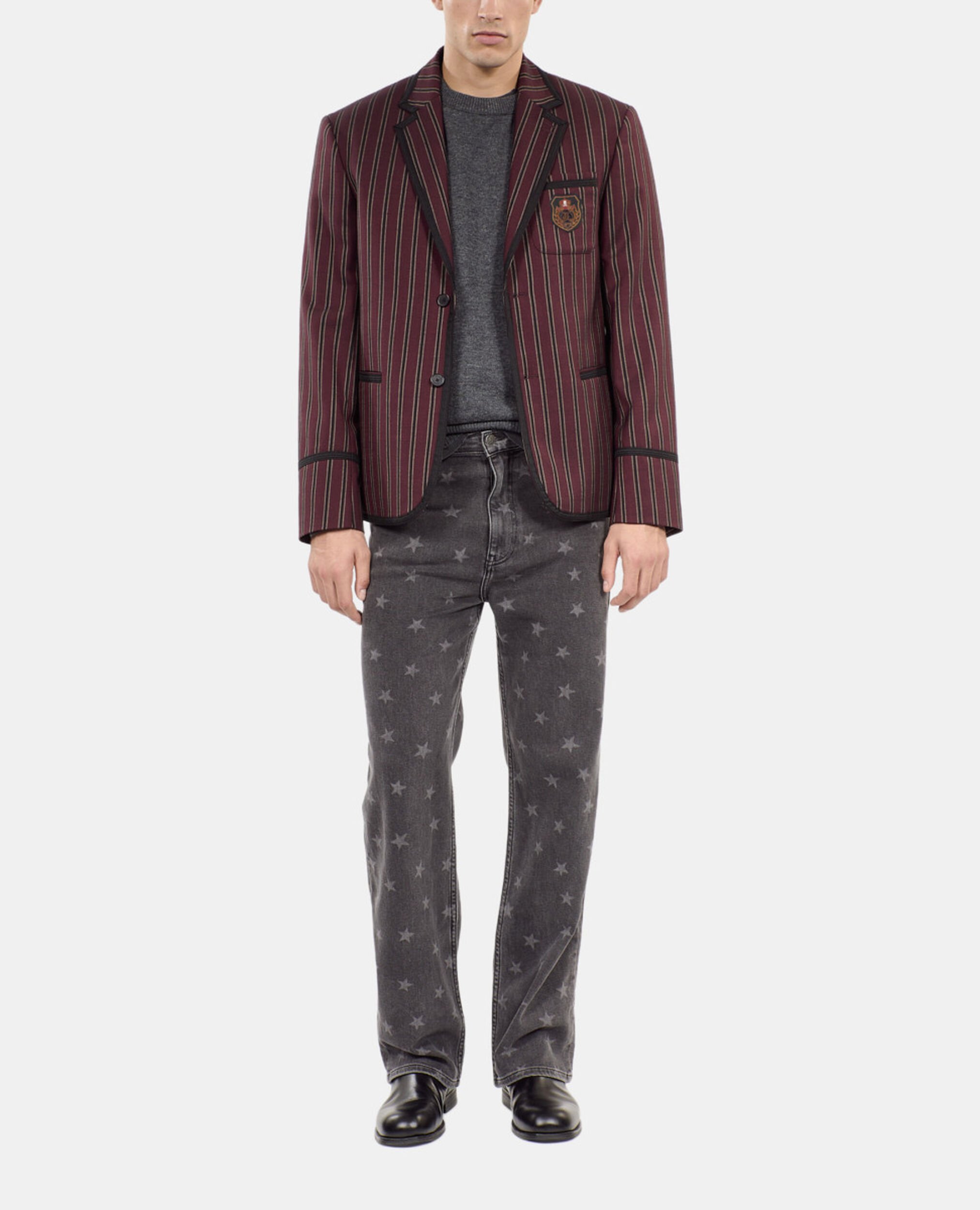 Striped wool-blend jacket, BLACK - RED, hi-res image number null