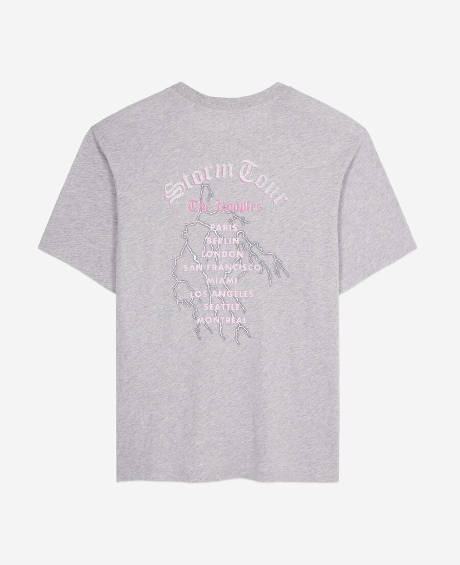 The Kooples F GRIS CLAIR grey t-shirt with feel the storm serigraphy